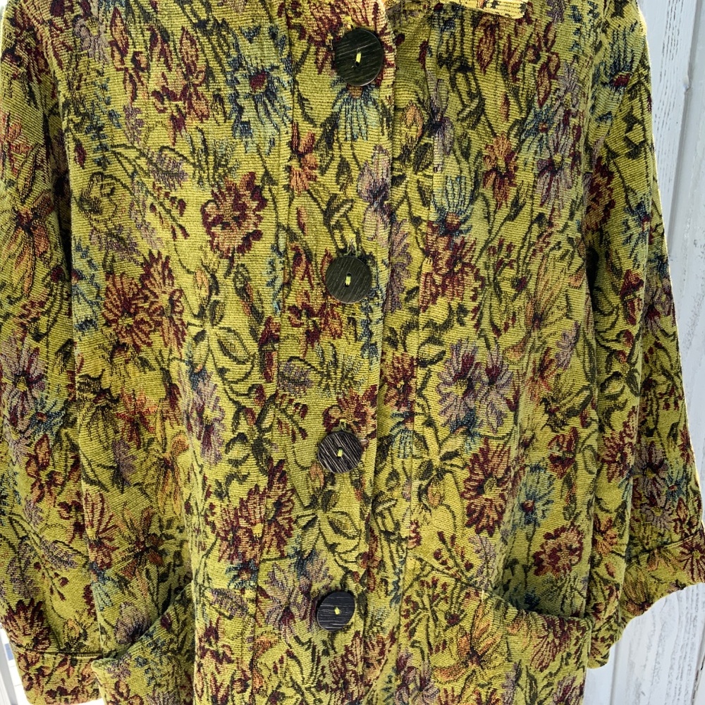 CMC Color Me Cotton 5 Button Jacquard  Floral Blazer (XL) Multi Color - Picture 3 of 9